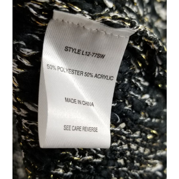 Lily Heathered Gray Knit Front Polckets Gold Chain Detail Cardigan Jacket L NWT - Picture 6 of 6